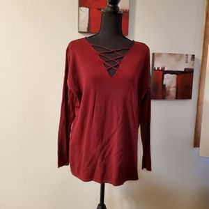 silence + noise criss cross neck pullover cardigan